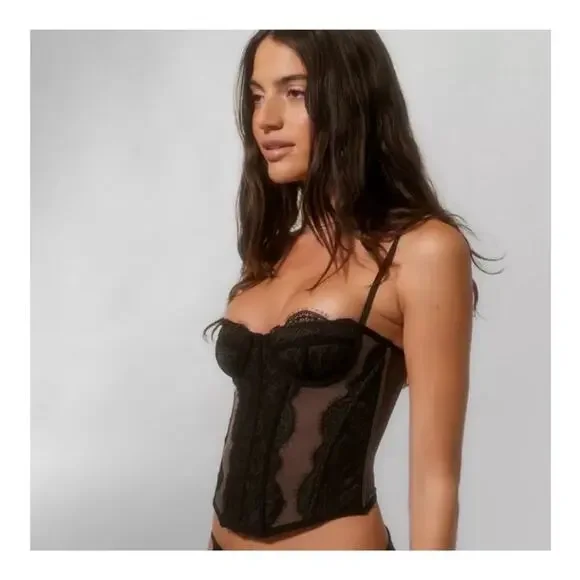 Urban Outfitters Out from Under Modern Love Corset Top Black size XL - Picture 1 of 11